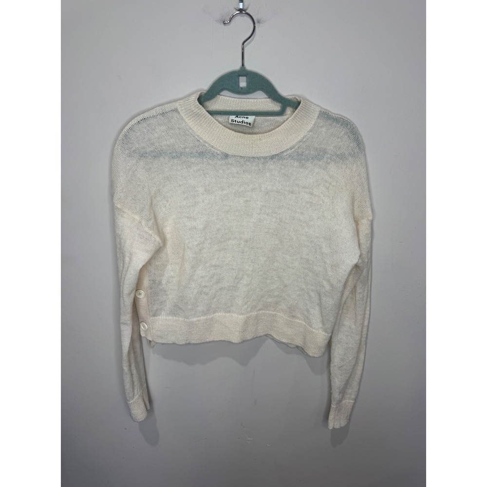 Acne Studios Ryssa Alpaca Merino Wool Cream Cropped Sweater Sz S